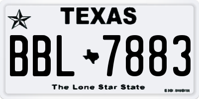 TX license plate BBL7883
