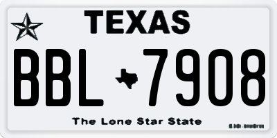 TX license plate BBL7908