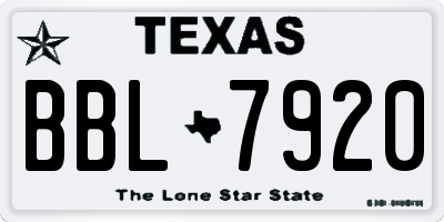 TX license plate BBL7920