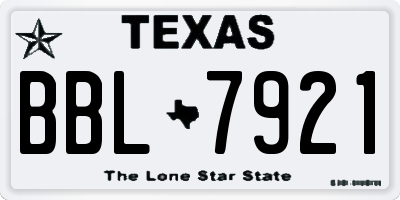 TX license plate BBL7921