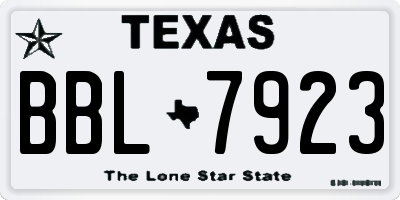 TX license plate BBL7923