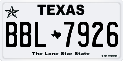 TX license plate BBL7926