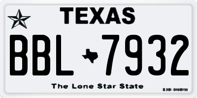 TX license plate BBL7932