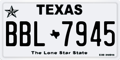 TX license plate BBL7945