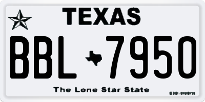 TX license plate BBL7950