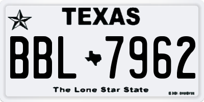 TX license plate BBL7962