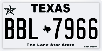 TX license plate BBL7966