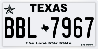 TX license plate BBL7967