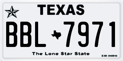 TX license plate BBL7971