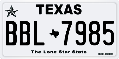 TX license plate BBL7985