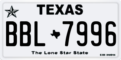 TX license plate BBL7996