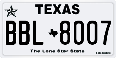 TX license plate BBL8007