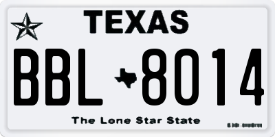 TX license plate BBL8014