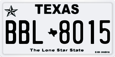 TX license plate BBL8015