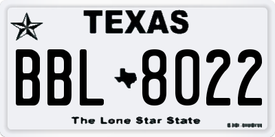 TX license plate BBL8022