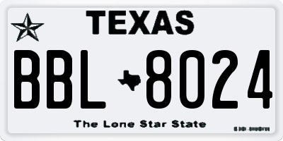 TX license plate BBL8024