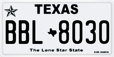 TX license plate BBL8030