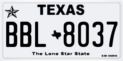 TX license plate BBL8037