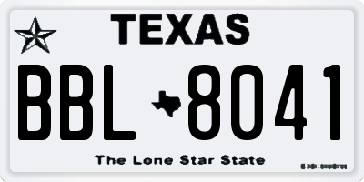 TX license plate BBL8041