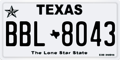 TX license plate BBL8043