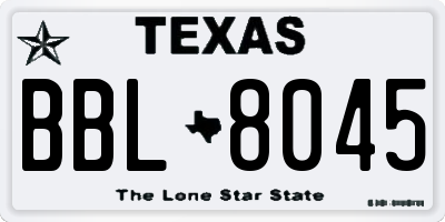 TX license plate BBL8045