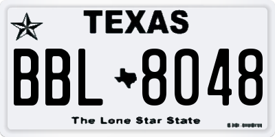 TX license plate BBL8048