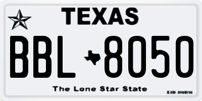 TX license plate BBL8050