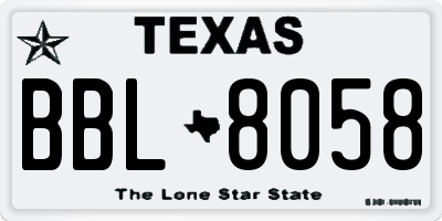 TX license plate BBL8058