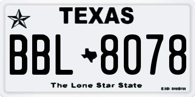 TX license plate BBL8078