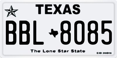 TX license plate BBL8085