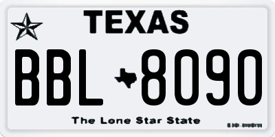 TX license plate BBL8090