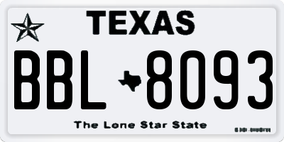 TX license plate BBL8093