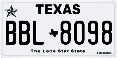 TX license plate BBL8098
