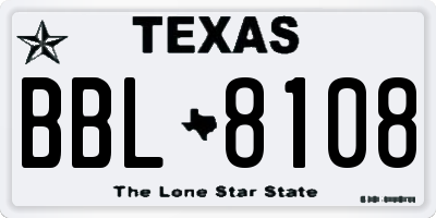 TX license plate BBL8108