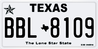 TX license plate BBL8109