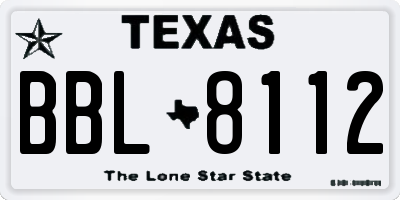 TX license plate BBL8112