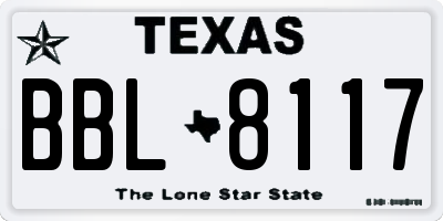 TX license plate BBL8117