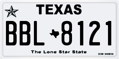 TX license plate BBL8121