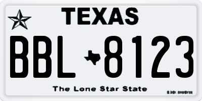 TX license plate BBL8123