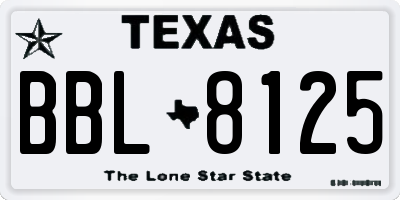 TX license plate BBL8125