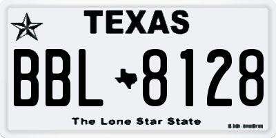 TX license plate BBL8128
