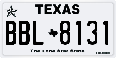 TX license plate BBL8131