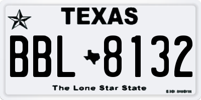 TX license plate BBL8132