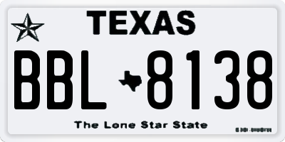 TX license plate BBL8138