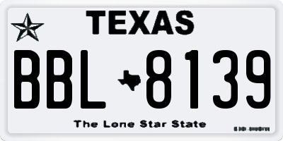TX license plate BBL8139