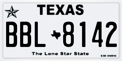 TX license plate BBL8142