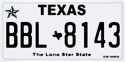 TX license plate BBL8143