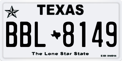 TX license plate BBL8149