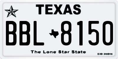TX license plate BBL8150