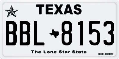 TX license plate BBL8153